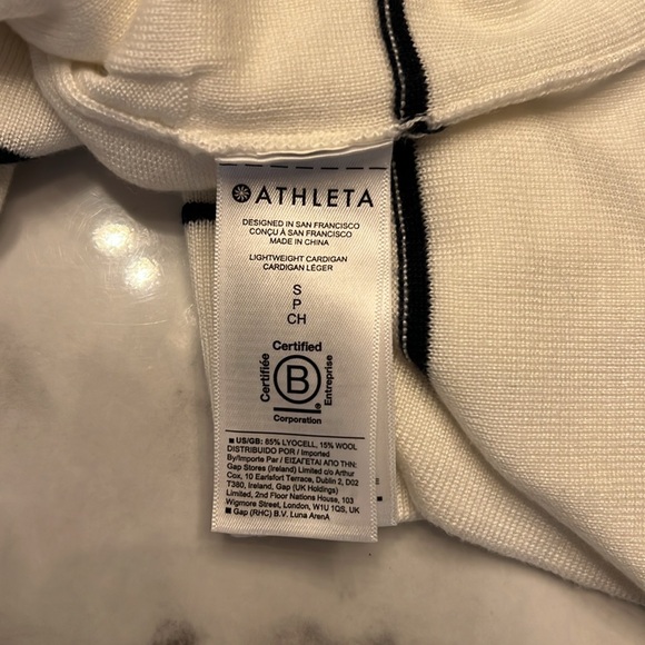 Athleta Lightweight Wool Blend Cardigan Sweater Womens Small White V Neck Knit - Picture 7 of 7